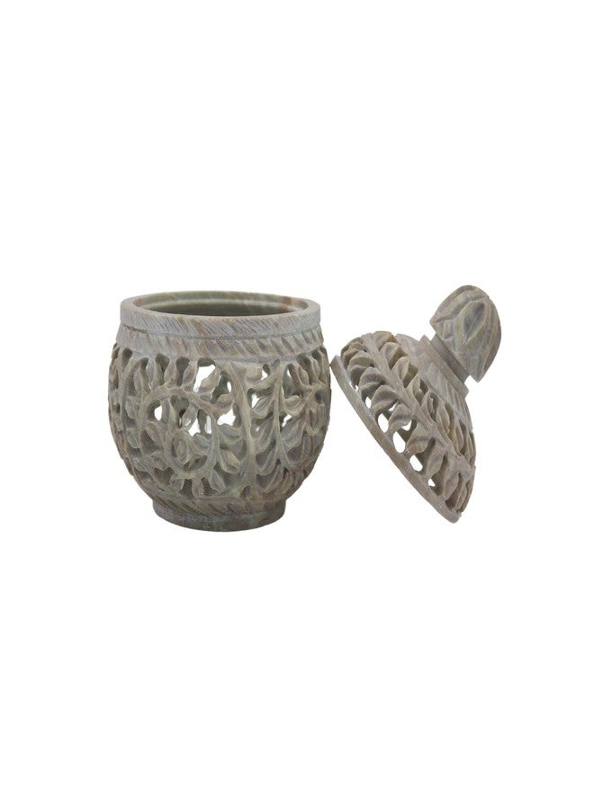 Natriel Elegant Soapstone T-Light Holder Carved Decorative Showpiece Oil Diffuser Natural and Handmade Product from Artisan (Flower) - Image 5